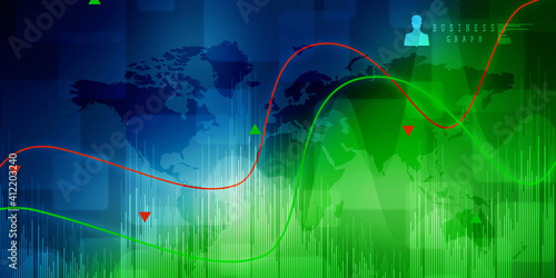 2d rendering Stock market online business concept. business Graph 