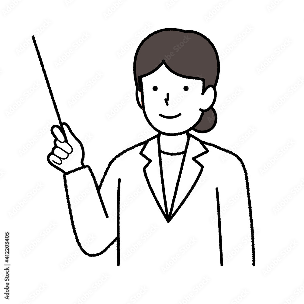 Illustration of a woman with a pointing stick Illustration of a woman with a pointing stick