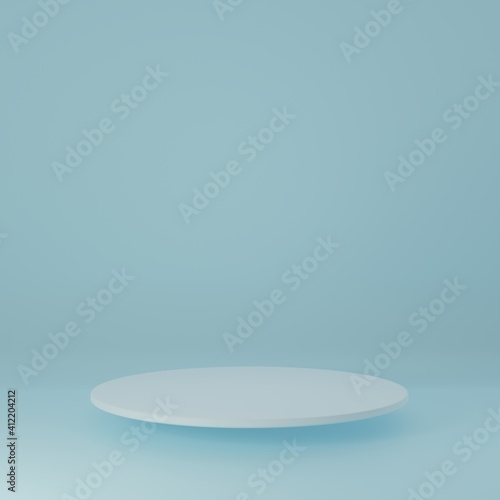 White Product Stand in blue room  Studio Scene For Product  minimal design 3D rendering