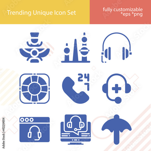 Simple set of iraqi related filled icons.
