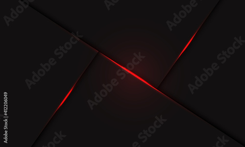 Abstract red light line shadow geometric overlap on dark grey design modern futuristic technology background vector illustration.