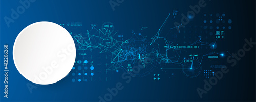 Technology background with plexus effect. Big data concept. Binary computer code. Vector illustration.