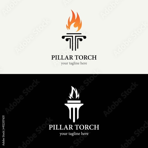 Pillar torch logo template