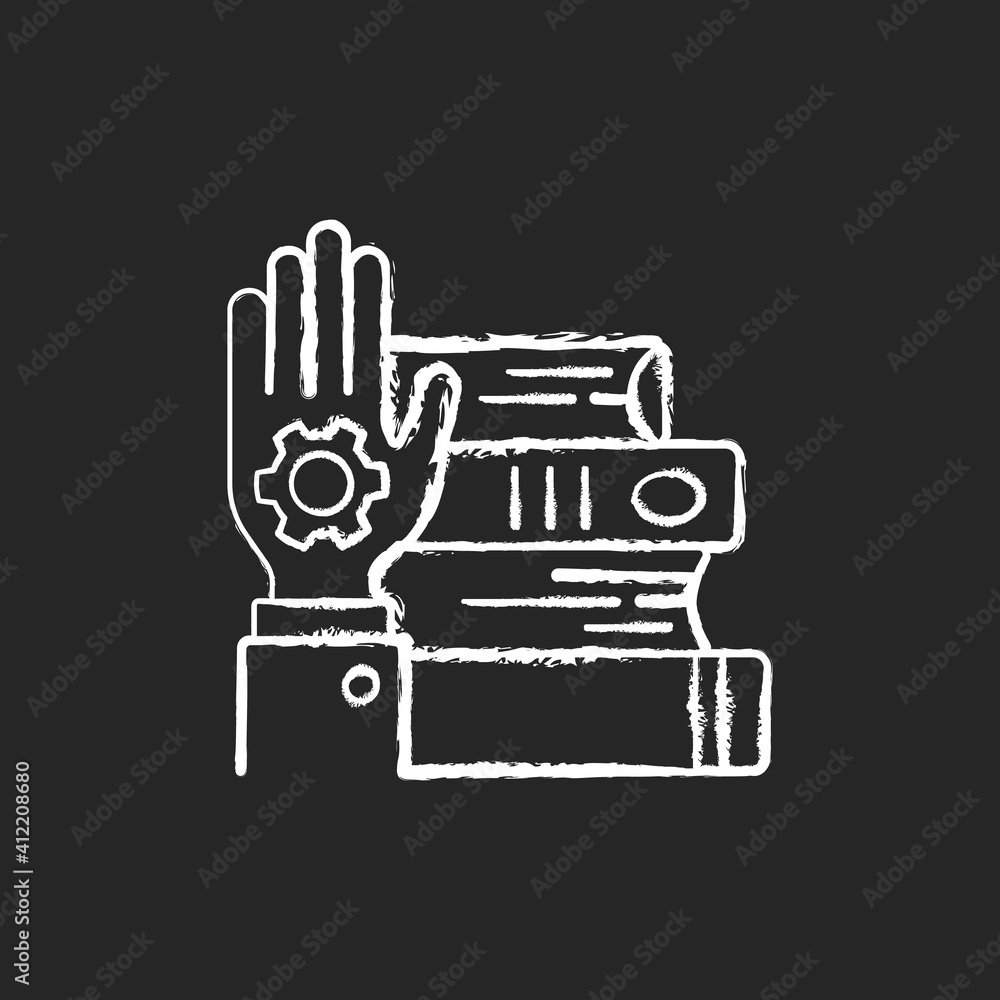 Hands-on learning chalk white icon on black background. Workshop icon. learning by doing. Improvement of practical skills and abilities. Mastery development. Isolated vector chalkboard illustration Hands-on learning chalk white icon on black background. Workshop icon. learning by doing. Improvement of practical skills and abilities. Mastery development. Isolated vector chalkboard illustration