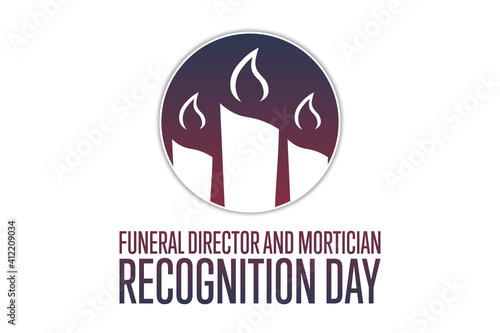 National Funeral Director and Mortician Recognition Day. March 11. Holiday concept. Template for background, banner, card, poster with text inscription. Vector EPS10 illustration.