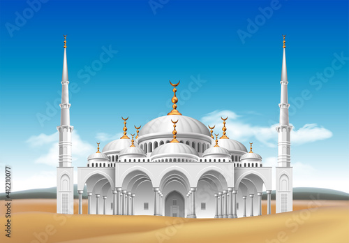 Muslim feast of the holy month of Ramadan. 3D vector. High detailed realistic illustration