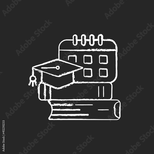 Bootcamp chalk white icon on black background. Long-term intensive training to improve your own professional skills. Paid training. Game workshop. Isolated vector chalkboard illustration