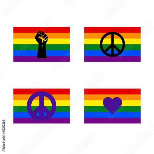 LGBT flag for gay, lesbian, bisexual, transgender, asexual, intersexual and queer relationship, love or sexuality rights.