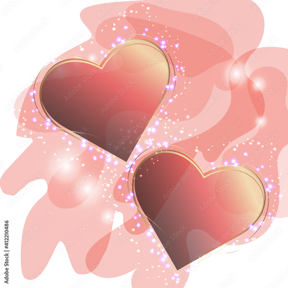 Heart shaped frame. Two hearts. Vector red neon light effect heart frame with bright flares. Magic glowing dots on glass, shining sparks of stardust, hot lighting. Energy shiny tile. Heart shaped frame. Two hearts. Vector red neon light effect heart frame with bright flares. Magic glowing dots on glass, shining sparks of stardust, hot lighting. Energy shiny tile.