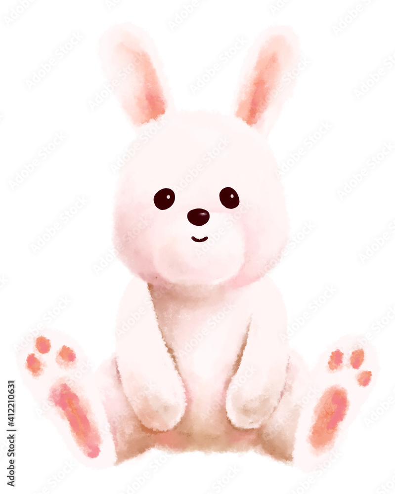 Fototapeta premium ウサギのぬいぐるみ 水彩 手描き
