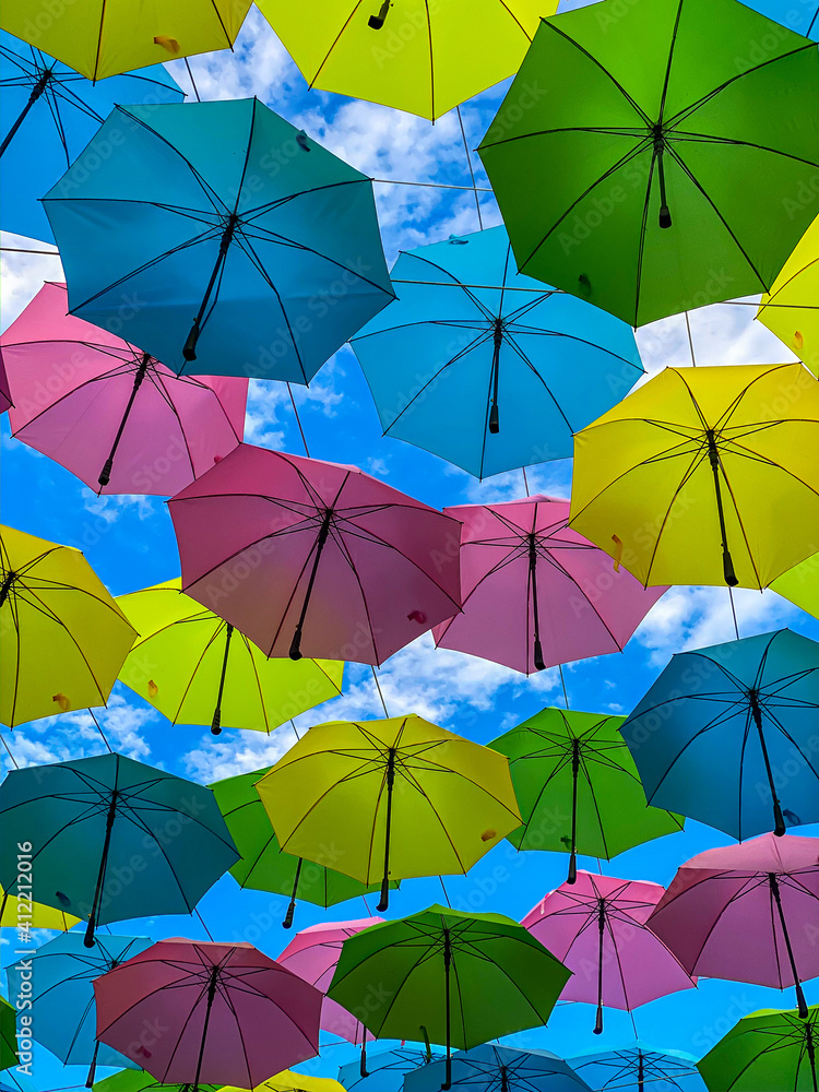 Colorful Umbrellas inn the sky