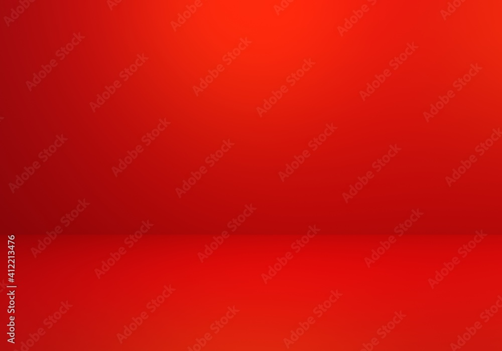 3d rendering of empty red abstract minimal concept background. Scene for advertising, cosmetic ads, showcase, presentation, website, banner, cream, fashion, new year. Illustration. Product display