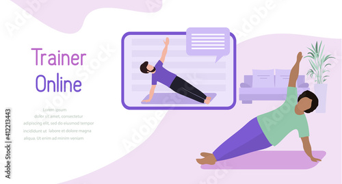 Online trainer Sport Fitness People Home Training