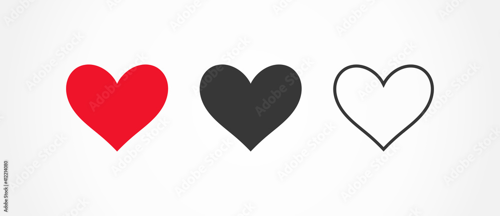 Hearts flat icons. Set of hearts.