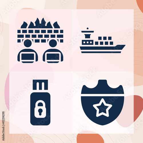 Simple set of conveniently related filled icons
