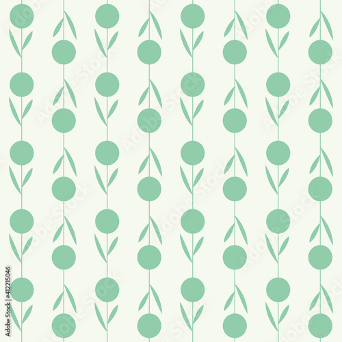 Scandinavian simple botanical seamless pattern. Pastel emerald.