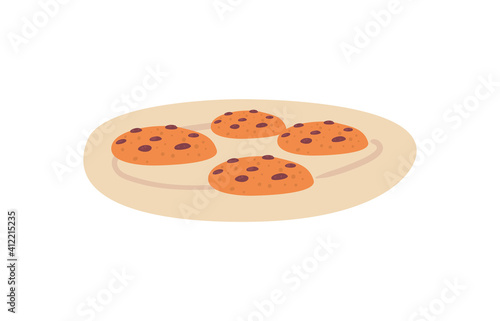 Sweet cookies on plate isolated vector design