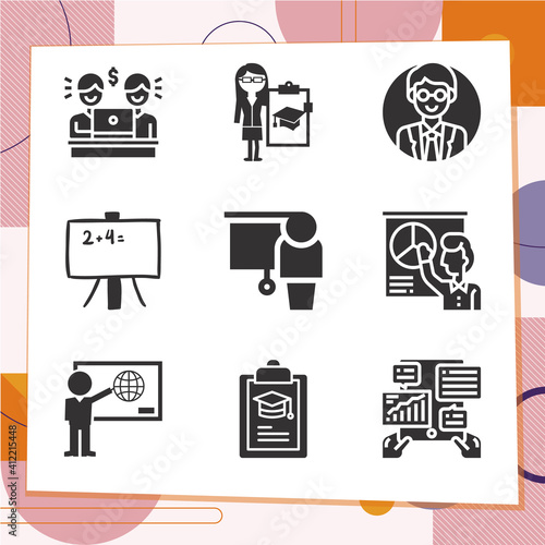 Simple set of 9 icons related to doctrines