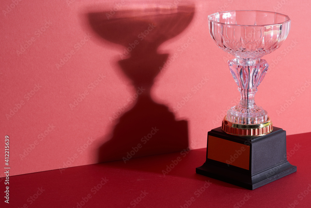 crystal trophy on the red background crystal trophy on the red background