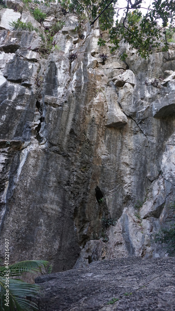 a rock wall on one of the Marble Mountains, Ngu Hanh Son South Da Nang, Vietnam, February a rock wall on one of the Marble Mountains, Ngu Hanh Son South Da Nang, Vietnam, February