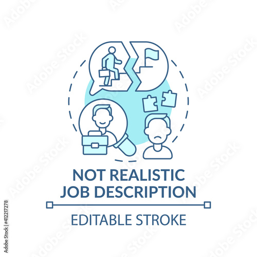 Information of recruitment concept icon. Not realistic job description idea thin line illustration. Uncomfortable working conditions. Vector isolated outline RGB color drawing. Editable stroke