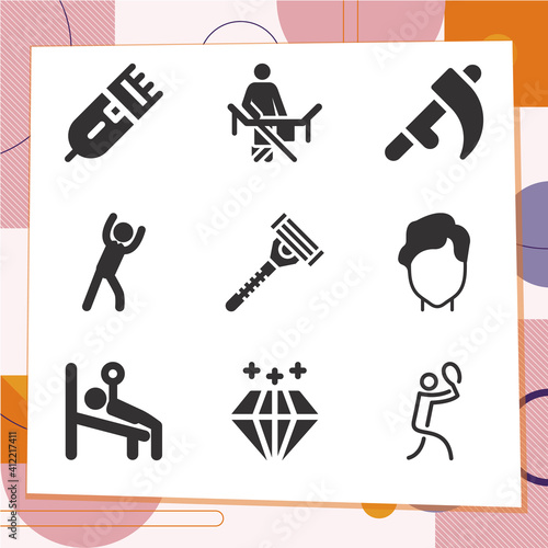 Simple set of 9 icons related to objectively