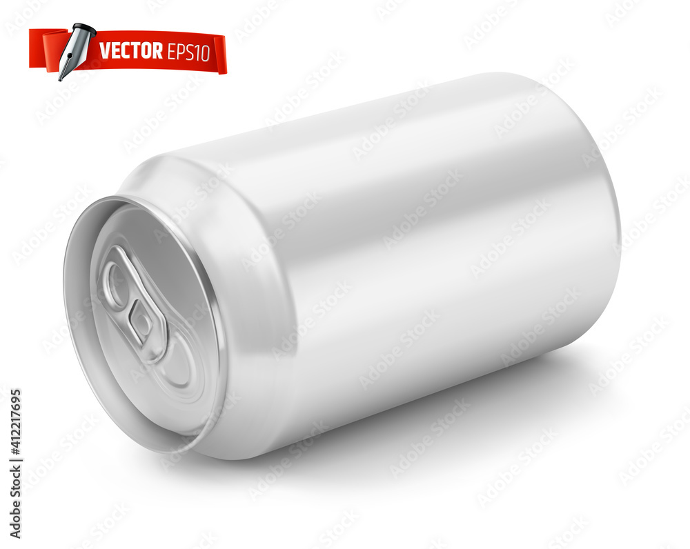 Canette de soda blanche vectorielle sur fond blanc Canette de soda blanche vectorielle sur fond blanc