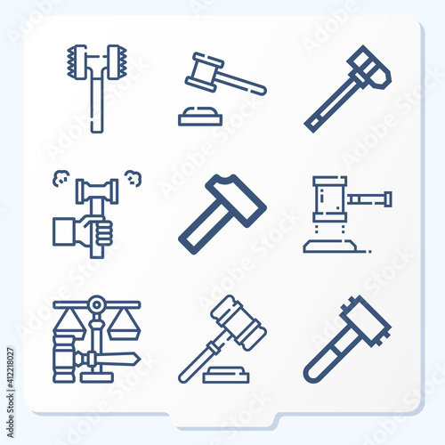 Simple set of 9 icons related to middle ear
