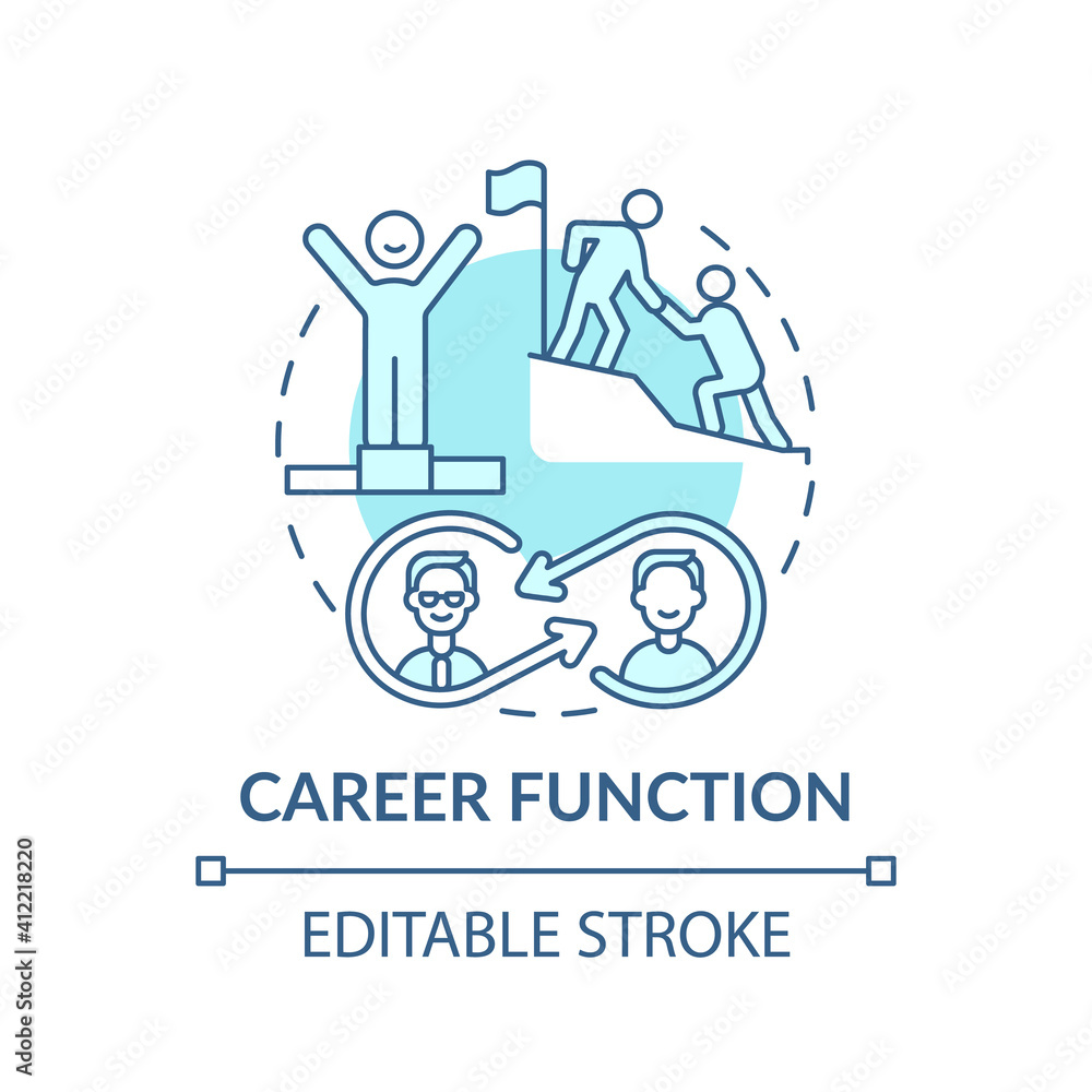 Career ladder concept icon. Career function. Team building idea thin line illustration. Exchanging information of co-workers. Vector isolated outline RGB color drawing. Editable stroke