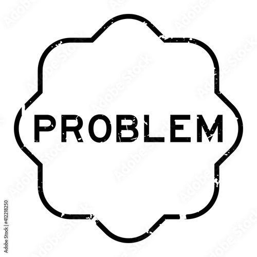 Grunge black problem word rubber seal stamp on white background