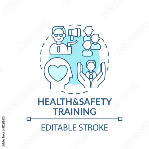 Training of safety and health concept icon. Knowledge and skills idea thin line illustration. Work safely and avoid creating hazards. Vector isolated outline RGB color drawing. Editable stroke