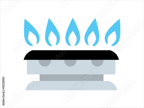 The symbol of the burning Gas. A burner for a gas stove.  The hob is in the kitchen.
Vector  illustration