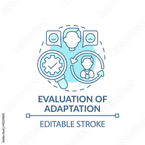 Corporate standards, norms and entering company concept icon. Adaptation of employee. Trial period thin line illustration. Vector isolated outline RGB color drawing. Editable stroke