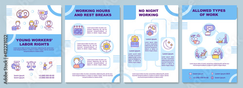 Employee adaptation tips brochure template. New worker orientation. Flyer, booklet, leaflet print, cover design with linear icons. Vector layouts for magazines, annual reports, advertising posters