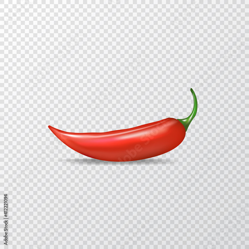 Red hot chili pepper realistic vector illustration. red hot chili pepper lay on transparent background with shadow for labels and logo design