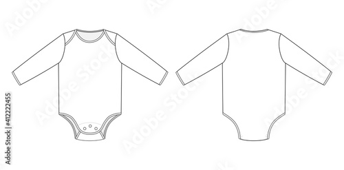 Fashion technical drawing of baby bodysuit
