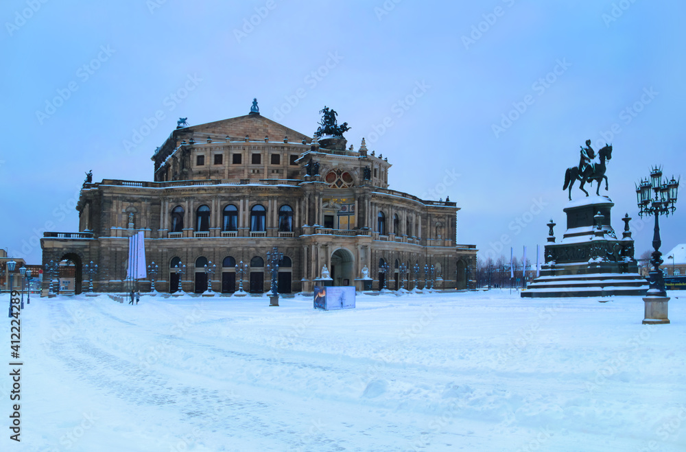 Obraz Semperoper Dresden Blaue Stunde im Winter