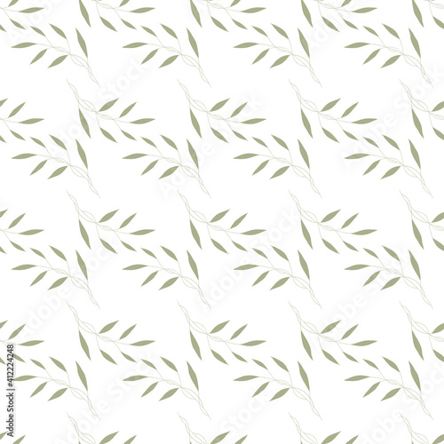 Hand drawn elements brances in natural summer seamless pattern. Art decorative organic botany environment concept. 