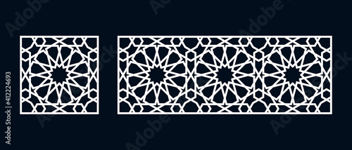 Set of templates of Islamic pattern for laser cutting or paper cut. Vector illustration.