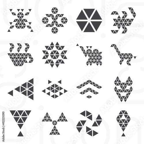 16 pack of polygonal  filled web icons set photo