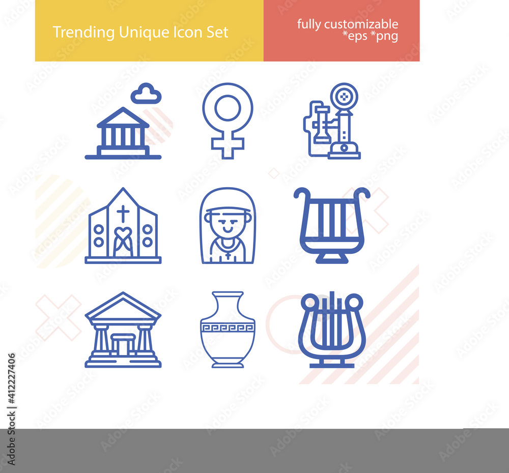 Simple set of roman related lineal icons.