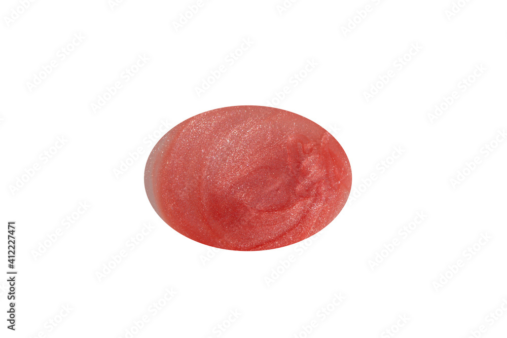 Sparkling texture of lip gloss. Pink lip gloss in the shape of a circle isolated on white background. High quality photo Sparkling texture of lip gloss. Pink lip gloss in the shape of a circle isolated on white background. High quality photo