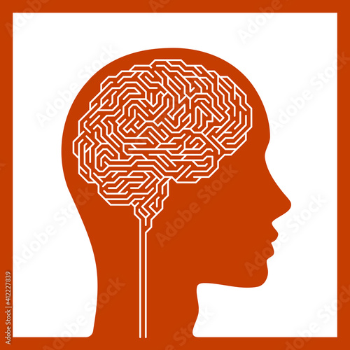 Vector Illustration of brain shaped maze. Conceptual image of science and medicine.
