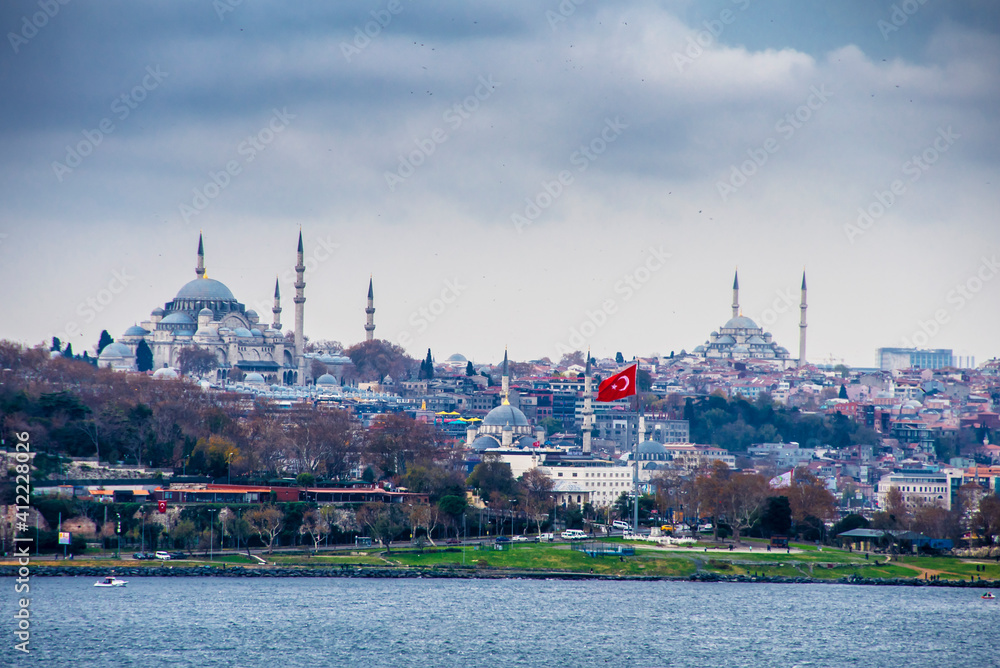 Sarayburnu District view from Bosphorus in Istanbul