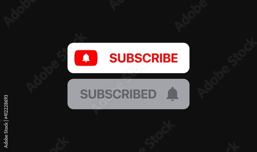 Youtube Subscribe social media element. subscribe and subscribed buttons. Vector illustration