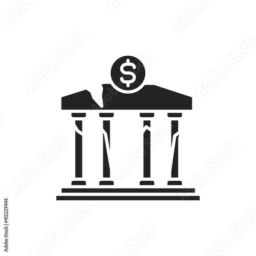 Broken building bank line color icon. Sign for web page, mobile app
