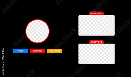 Youtube Video Service template. Next Video. Clean Vector Wireframe For Your Vlog. Next Episode. Vector illustration