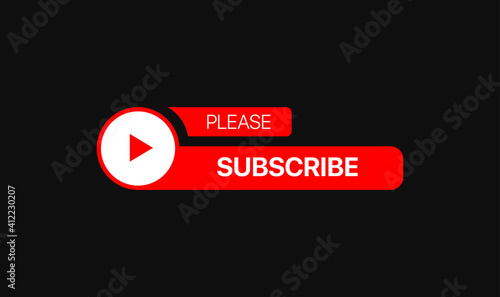 Youtube Video Service subscribe Button Lower Third. Social Media Vector Element On Black Background. Vector illustration