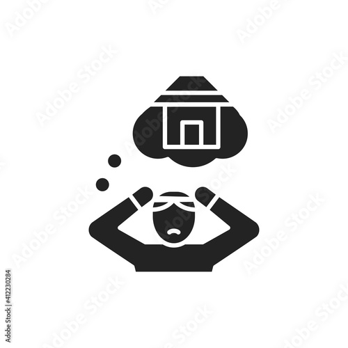 Homeless person line color icon. Sign for web page, mobile app