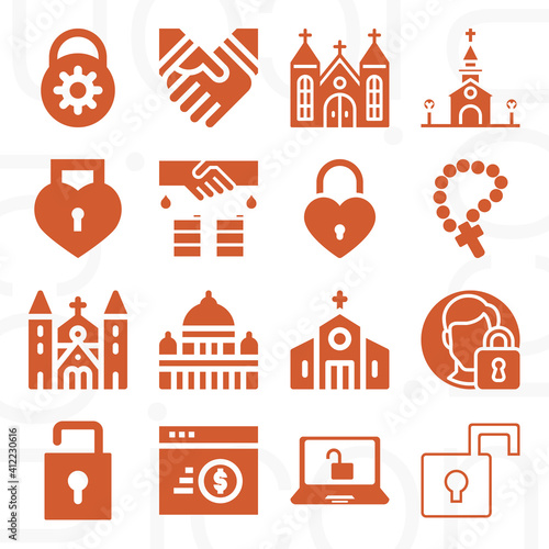 16 pack of protestant  filled web icons set